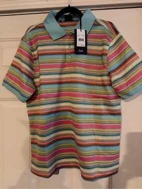 Men striped polo shirt.